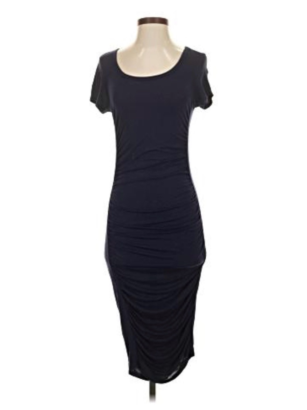 VENUS Black Ruched Midi Dress